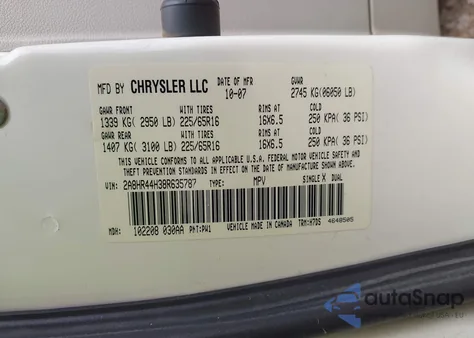 2008 Chrysler Town & Country Lx from USA, damaged, VIN 2A8HR44H38R635787